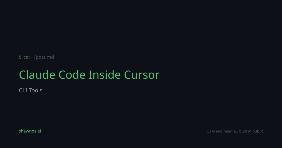 How-To: Claude Code Inside Cursor