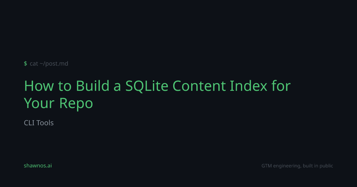 How-To: How to Build a SQLite Content Index for Your Repo